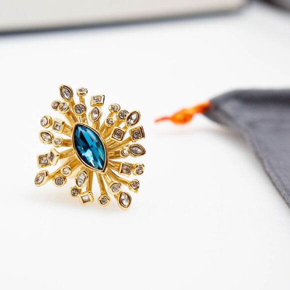 Alexis Bittar Navette Crystal Burst Cocktail Ring Size 7 - Picture 2 of 7